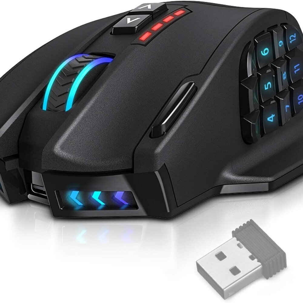 Venus Pro RGB Wireless MMO Gaming Mouse, 16,000 DPI Optical Sensor, 2.4 GHz Tran